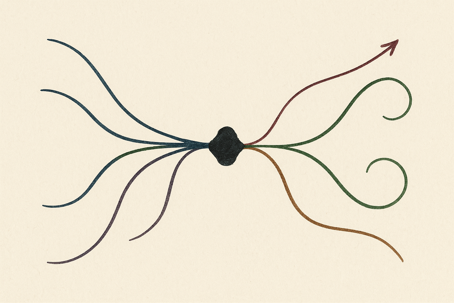 Phase space diagram — internal representation trajectories under increasing sensory bandwidth