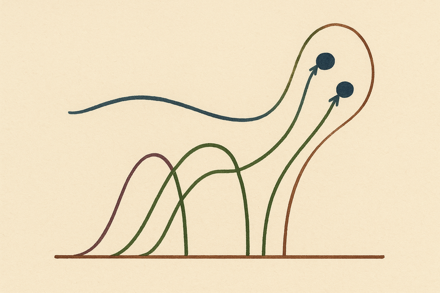 Phase space diagram — internal representation trajectories under increasing sensory bandwidth