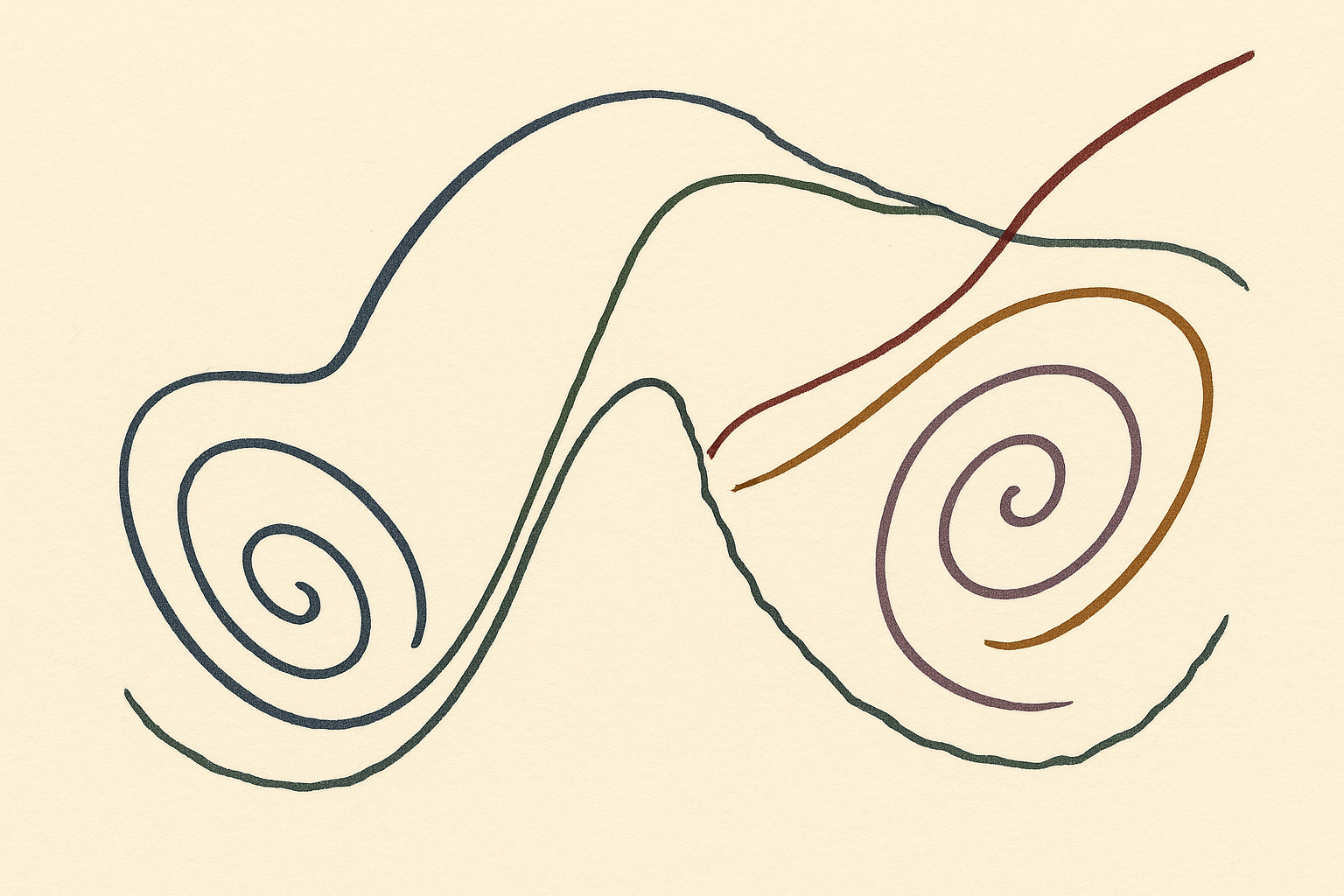 Phase space diagram — internal representation trajectories under increasing sensory bandwidth